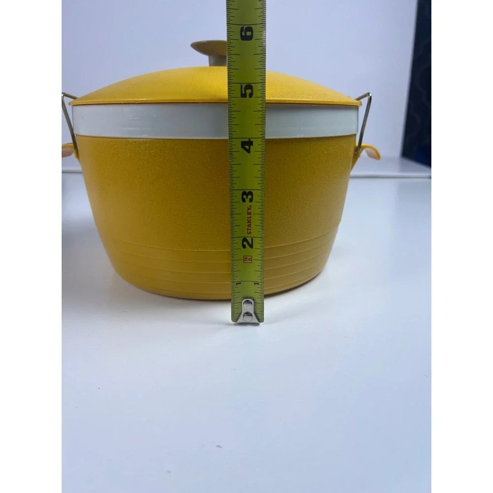VTG 1960s Sunfrost Therm-o-Ware GoldenRod‎ Yellow Lock Lid Bucket Serving Dish
